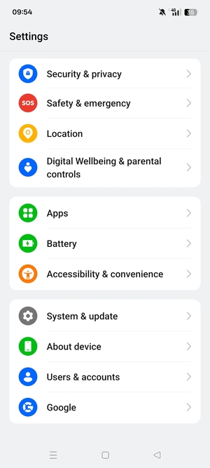 Scroll to and select Security & privacy