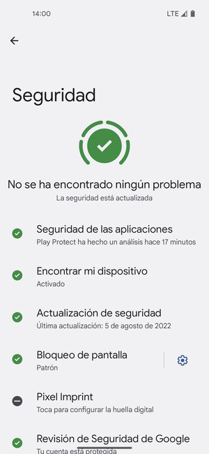 El teléfono ha sido asegurado con un bloqueo de pantalla