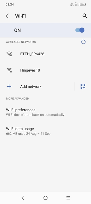 Select the wireless network you want to connect to