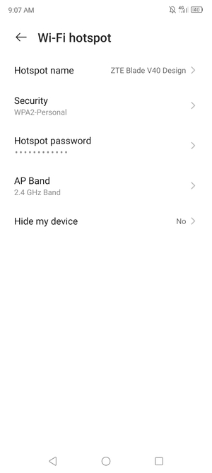 Select Hotspot password