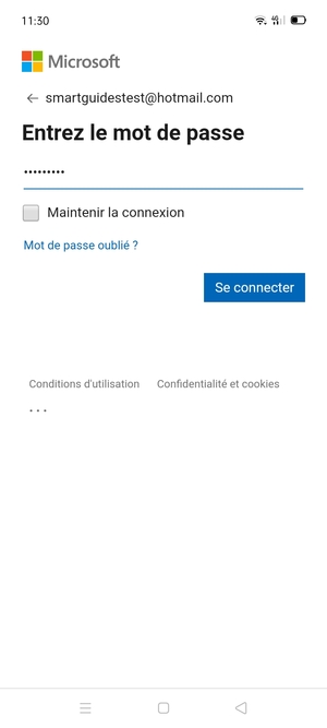 Saisissez votre mot de passe et sélectionnez Se connecter