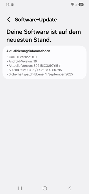 Falls Ihr Handy aktualisiert ist, wird Ihnen der folgende Bildschirm angezeigt