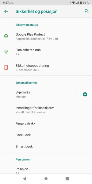 Telefonen din er nå sikret med en skjermlås
