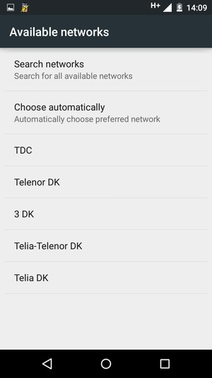 Select a network operator from the list