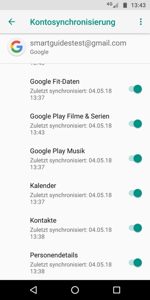 Stellen Sie sicher, dass Kontakte ausgewählt ist