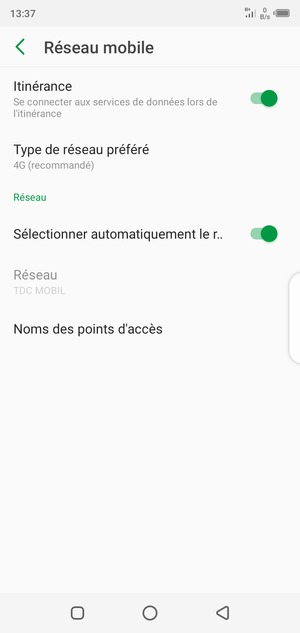 Activer ou désactiver Itinérance