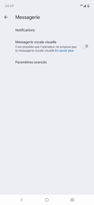 Sélectionnez Paramètres avancés