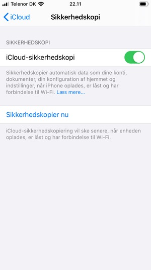 Vælg Sikkerhedskopier nu