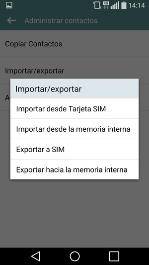 Seleccione Importar desde Tarjeta SIM
