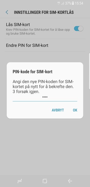 Bekreft din nye PIN-kode og velg OK