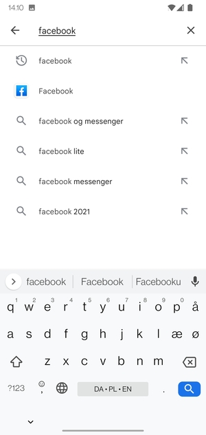 Indtast navnet på appen og vælg Søg