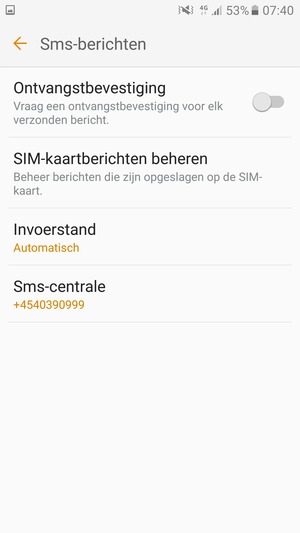Selecteer SMS-centrale