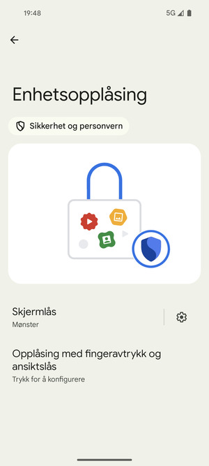 Telefonen din er nå sikret med en skjermlås