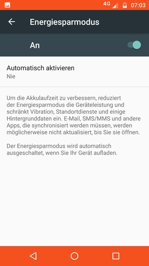 Schalten Sie Energiesparmodus ein