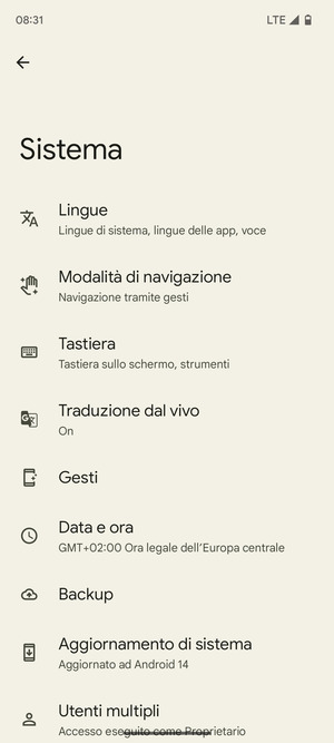 Seleziona Backup