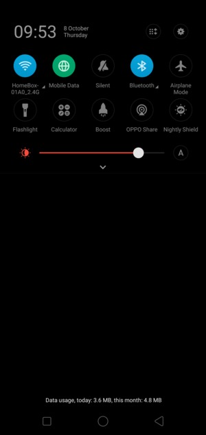 Slide down the top menu again
