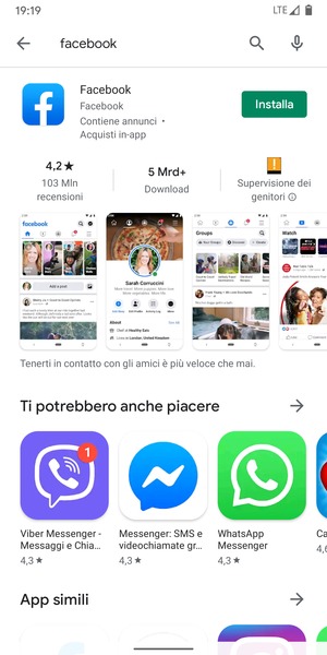 Seleziona l'applicazione