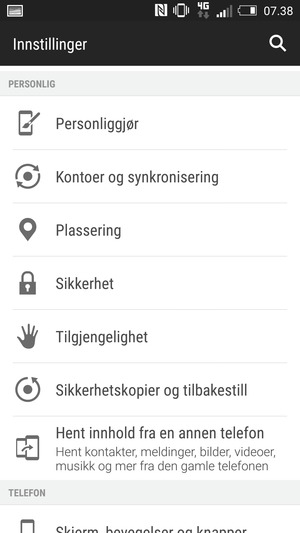 Bla til og velg Sikkerhetskopier og tilbakestill