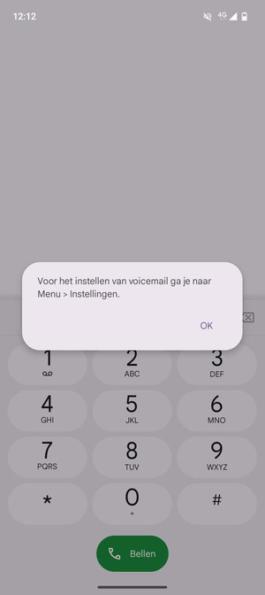 Als uw voicemail niet geïnstalleerd is, selecteert u OK