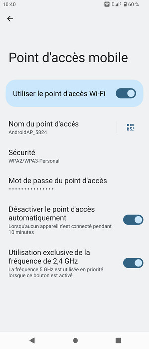 Votre téléphone est maintenant configuré pour être utilisé comme modem