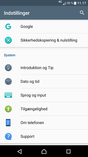 Scroll til og vælg Om telefonen