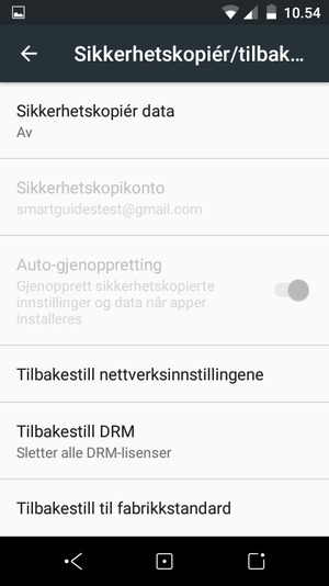 Velg Sikkerhetskopiér data