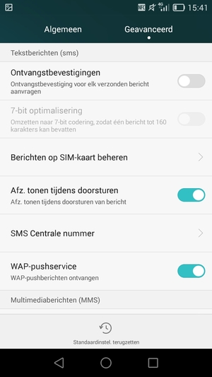 Selecteer SMS Centrale nummer