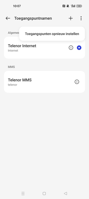 Selecteer Toegangspunten opnieuw instellen