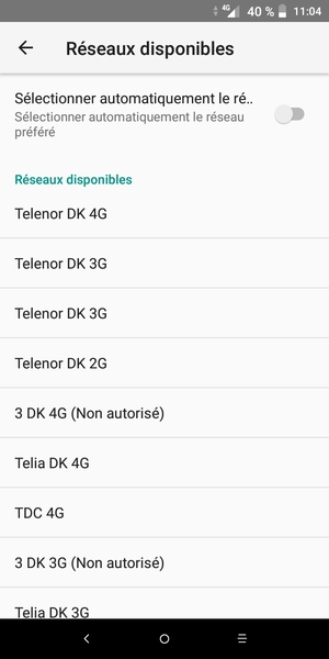 Sélectionnez un opérateur réseau dans la liste