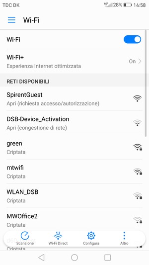 Seleziona la rete wireless a cui desideri connetterti