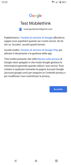 Seleziona Accetto