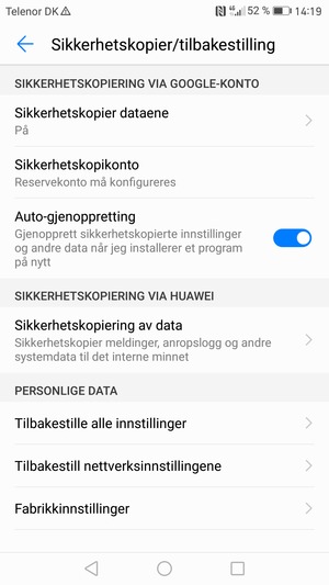Velg Sikkerhetkopikonto