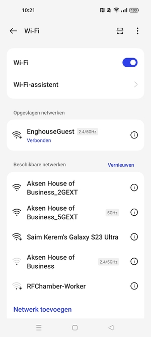 U bent nu verbonden met het WiFi-netwerk