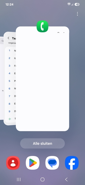 Selecteer Alle sluiten om alle actieve apps te sluiten