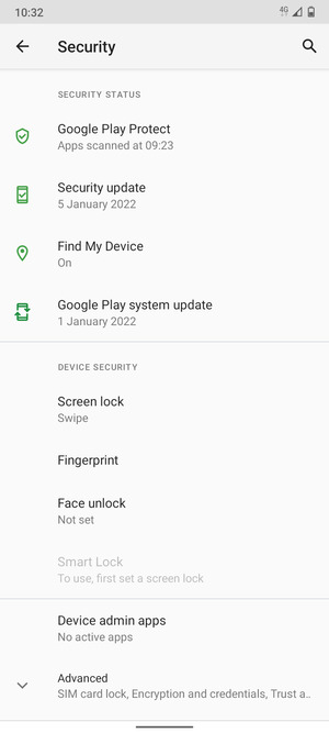 Select Screen lock