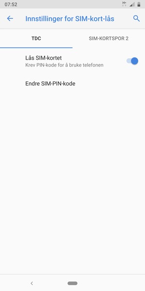Velg Public og Endre SIM-PIN-kode
