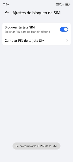 Su PIN de la SIM ha sido cambiado