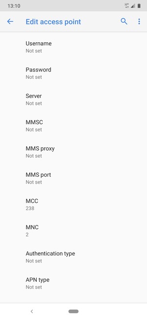 Scroll down and enter MMS information