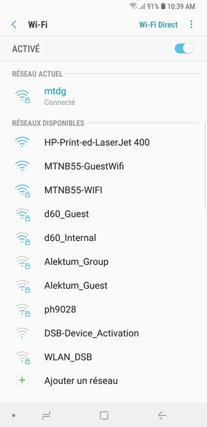 Vous êtes maintenant connecté au réseau Wi-Fi