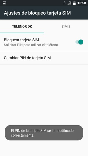 Su PIN de la tarjeta SIM ha sido cambiado