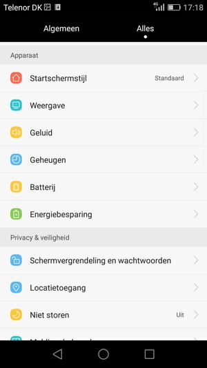Scroll naar en selecteer Energiebesparing