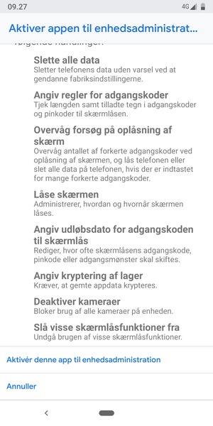 Scroll til og vælg Aktivér denne app til enhedsadministration