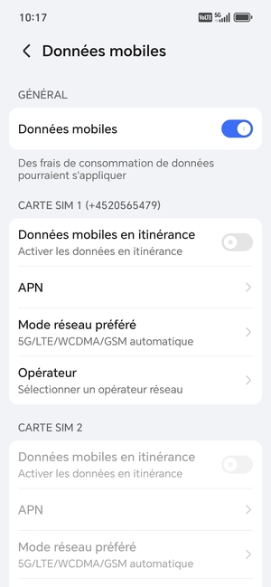 Pour changer de réseau en cas de problèmes de réseau, sélectionnez Opérateur