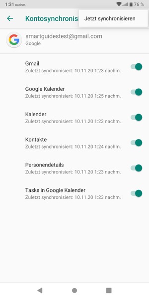 Wählen Sie Jetzt synchronisieren