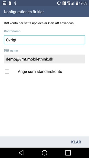 Ge ditt konto ett namn och ange ditt namn. Välj KLAR