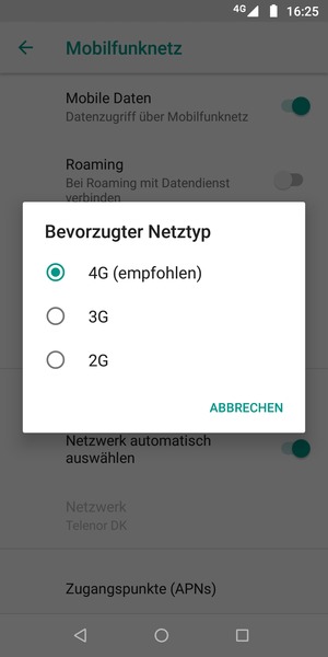 Wählen Sie die gewünschte Option