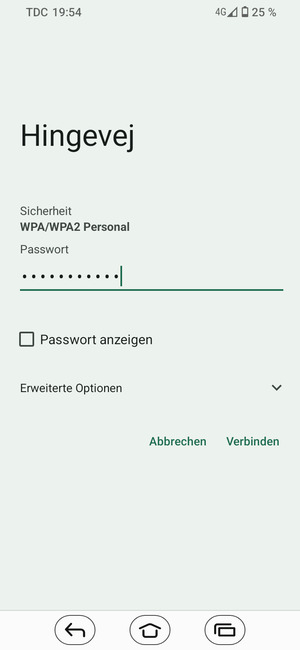 Geben Sie das WLAN-Passwort ein und wählen Sie Verbinden
