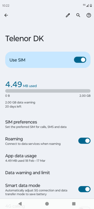 Turn Roaming on or off