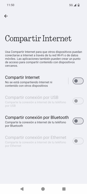 Seleccione Compartir Internet
