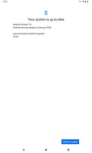 If your tablet is up to date, you will see the following screen